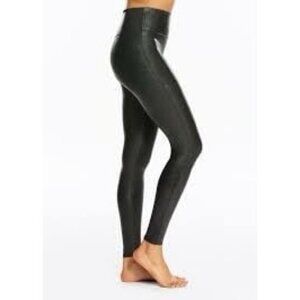 Spanx Women's Faux Leather Leggings Size Medium Black Stretch Moto